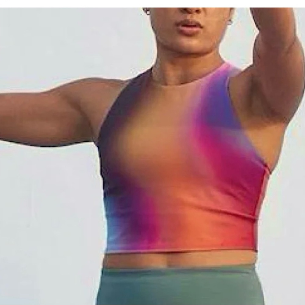 Athleta Rainbow Gradient Conscious Crop Top
